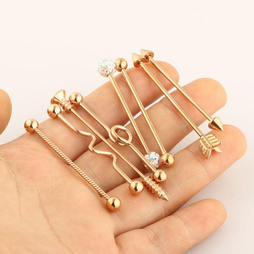 2 Sets Industrial Ear Bar Piercing Earring Barbell Ear Studs Body Jewelry