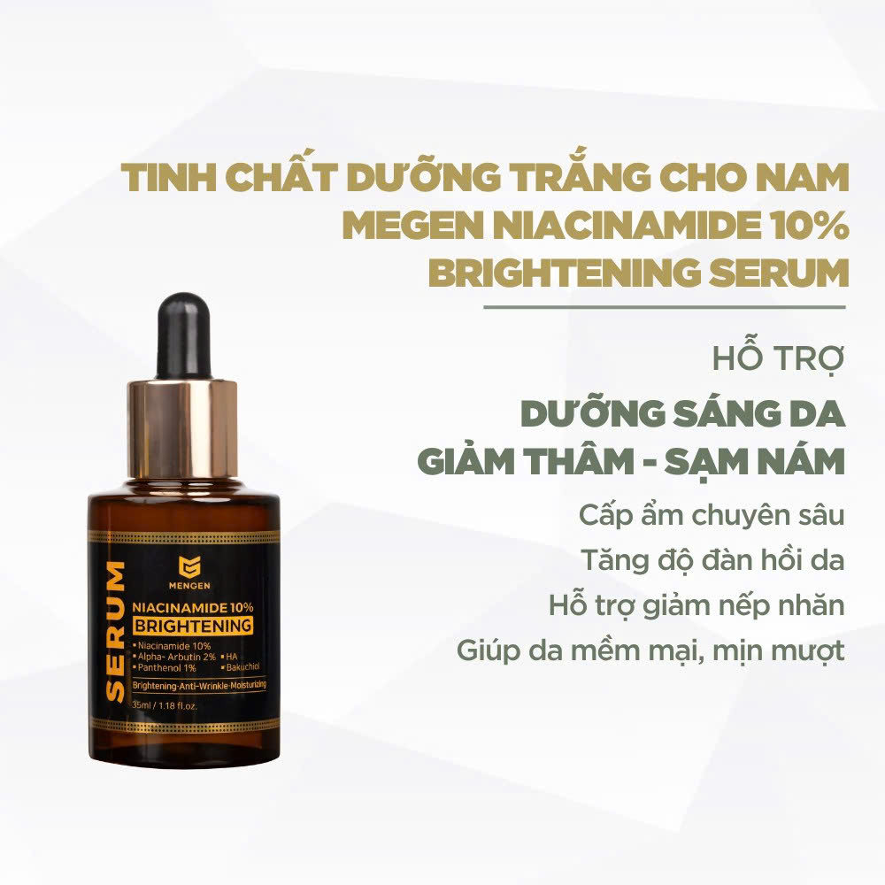 Serum dưỡng trắng da DÀNH CHO NAM MENGEN Niacinamide 10% Brightening Serum hỗ trợ mờ thâm mụn, sạm nám 35ML