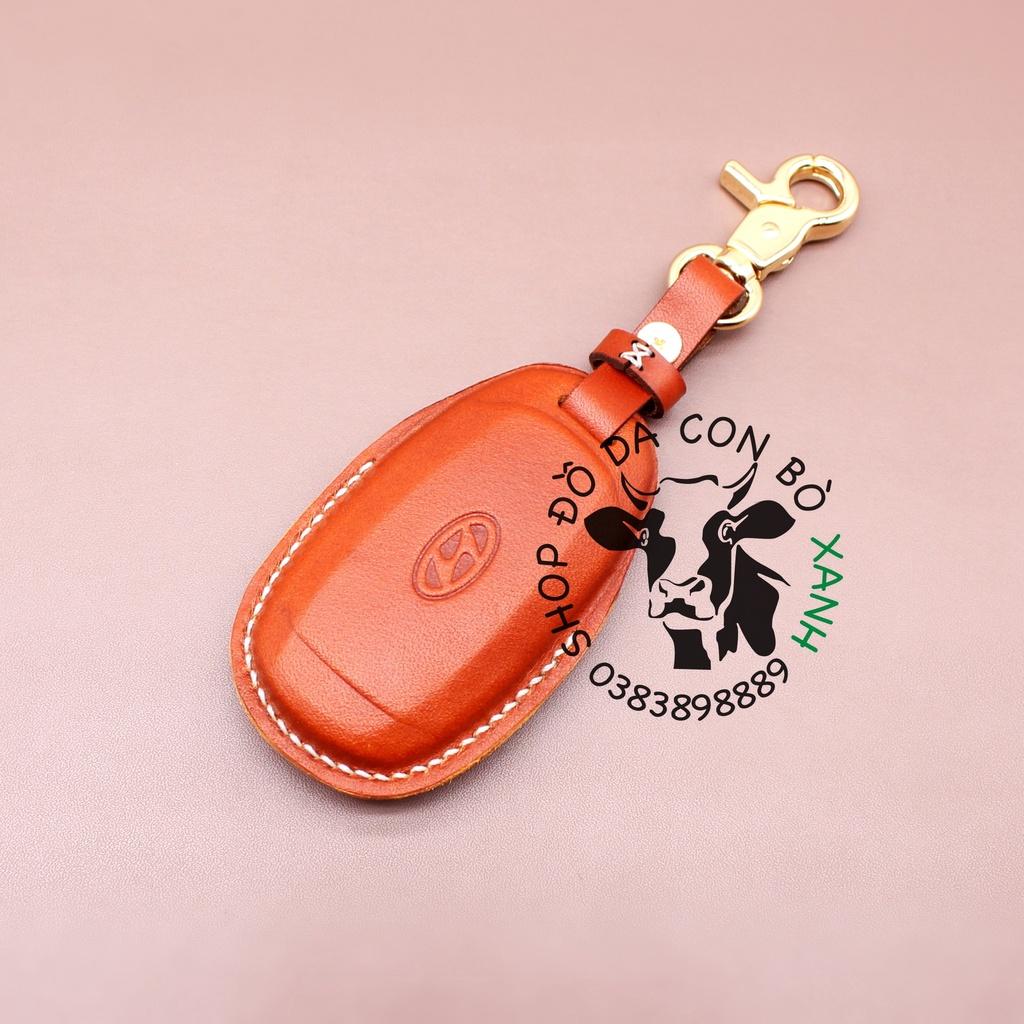 Bao da dành cho Chìa Khoá Ép Phom Hyundai Accent 2021 handmade da thật 009e