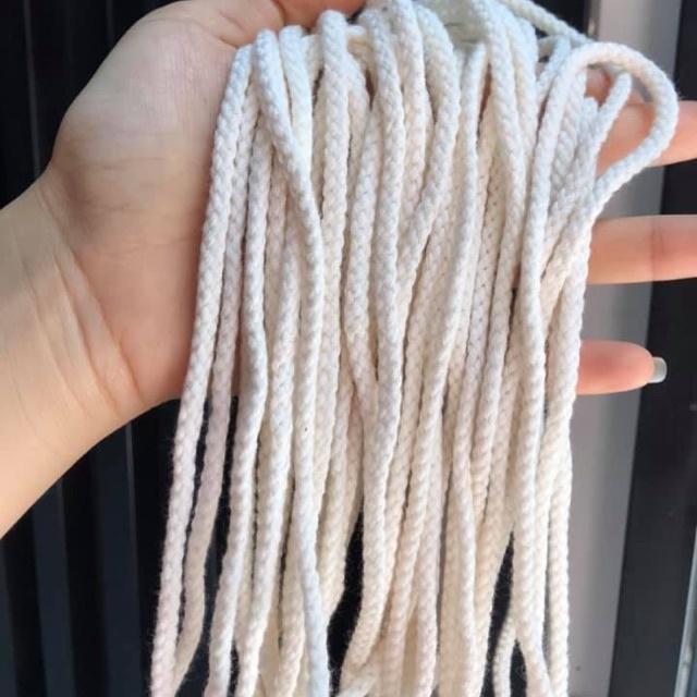 Dây macrame se cotton màu kem, màu ngà