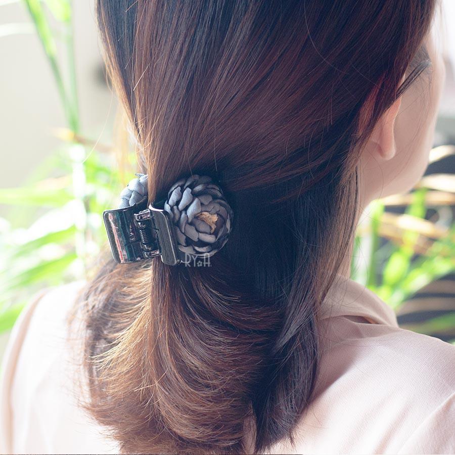 Kẹp tóc càng cua 5 răng hoa vải lụa RYA 71326