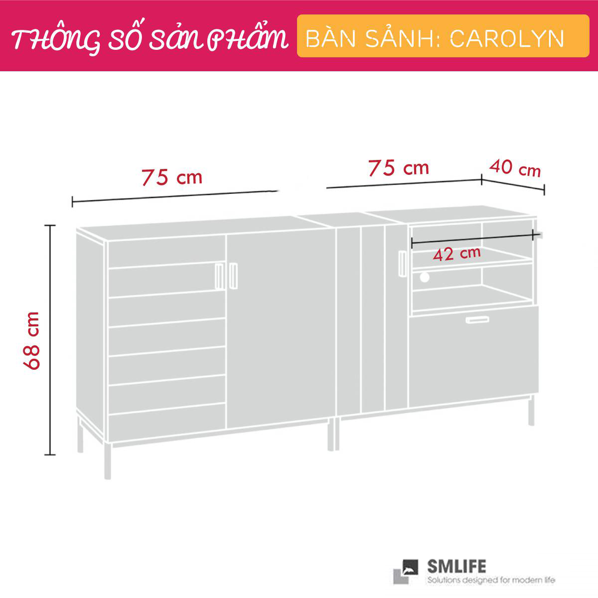 Bàn sảnh ra vào gỗ hiện đại SMLIFE Carolyn | Gỗ MDF dày 17mm chống ẩm | D150xR40xC80cm