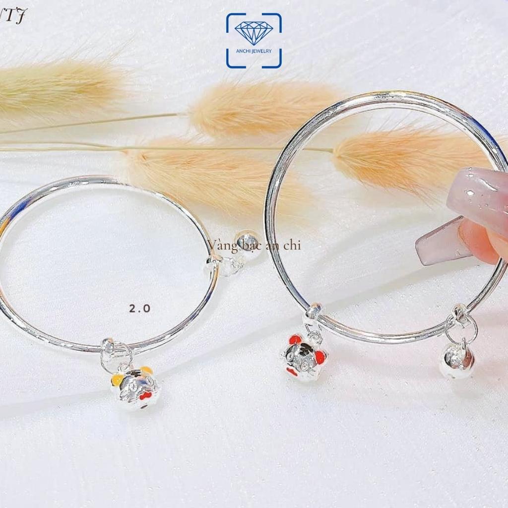 Vòng tay, lắc tay cho bé gái có chuông charm bạc ngộ nghĩnh, trang sức Anchi jewelry