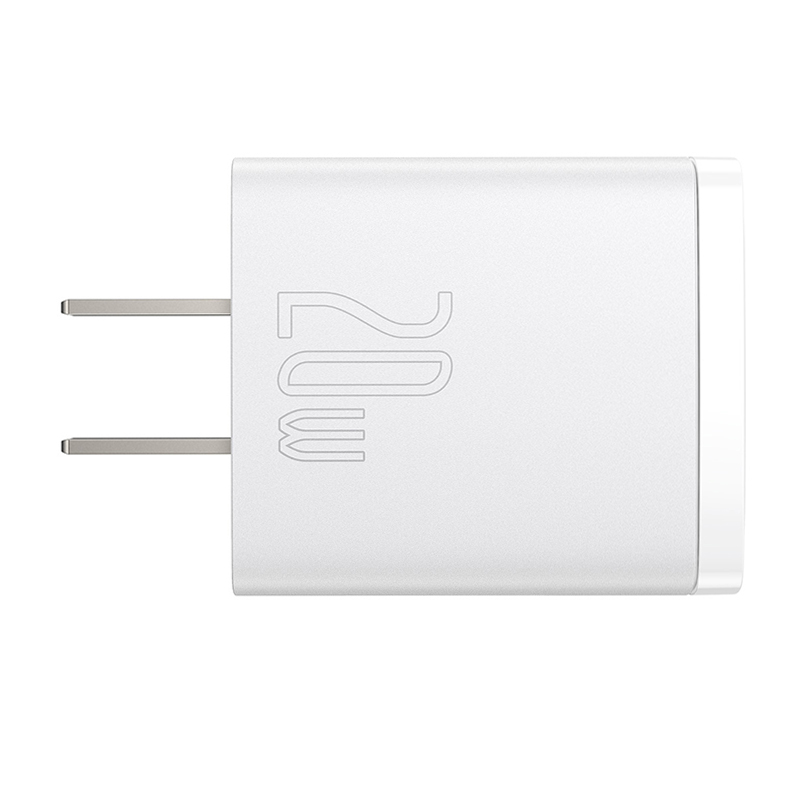 Củ sạc nhanh PD 20W Baseus Compact Quick Charger chuôi dẹt 1 cổng Usb và Type-C - Hàng chính hãng