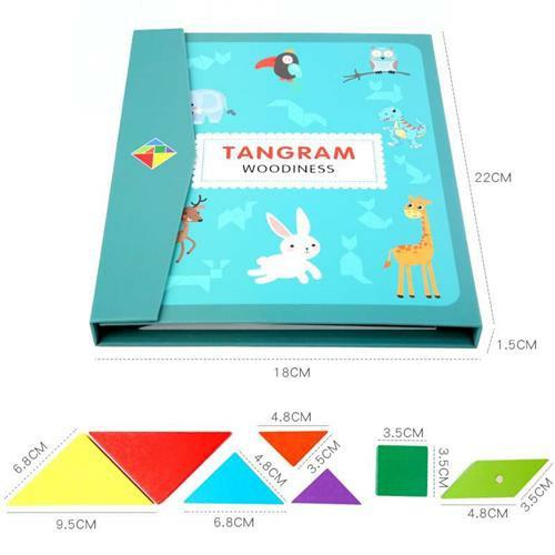 Đồ Chơi Xếp Hình Gỗ Tư Duy TANGRAM 7 Mảnh Có Nam Châm