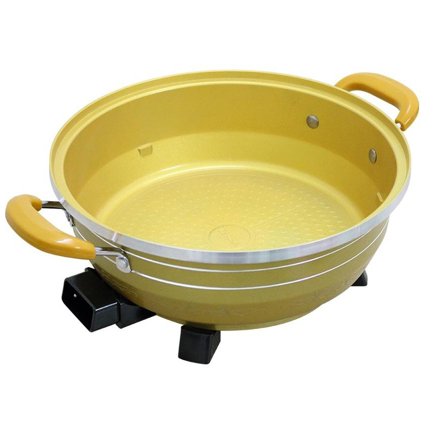 Chảo lẩu điện đa năng L299 - 6L Vàng đi kèm khuôn làm bánh cuốn tặng kèm 1 bộ Đũa chống mốc Hàn Quốc