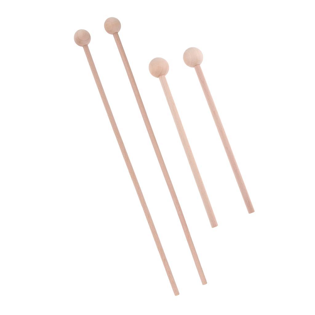 2 Pair Wooden Burr-free Mallets Percussion Musical Instruments Chime Bell
