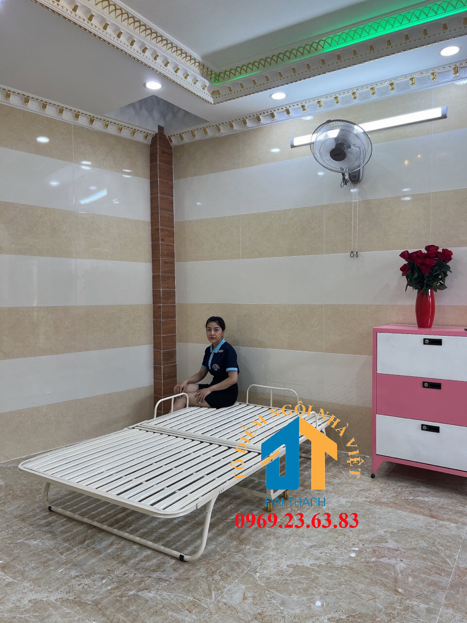 Giường sắt xếp di động giá rẻ Đại Thành 1mx2m