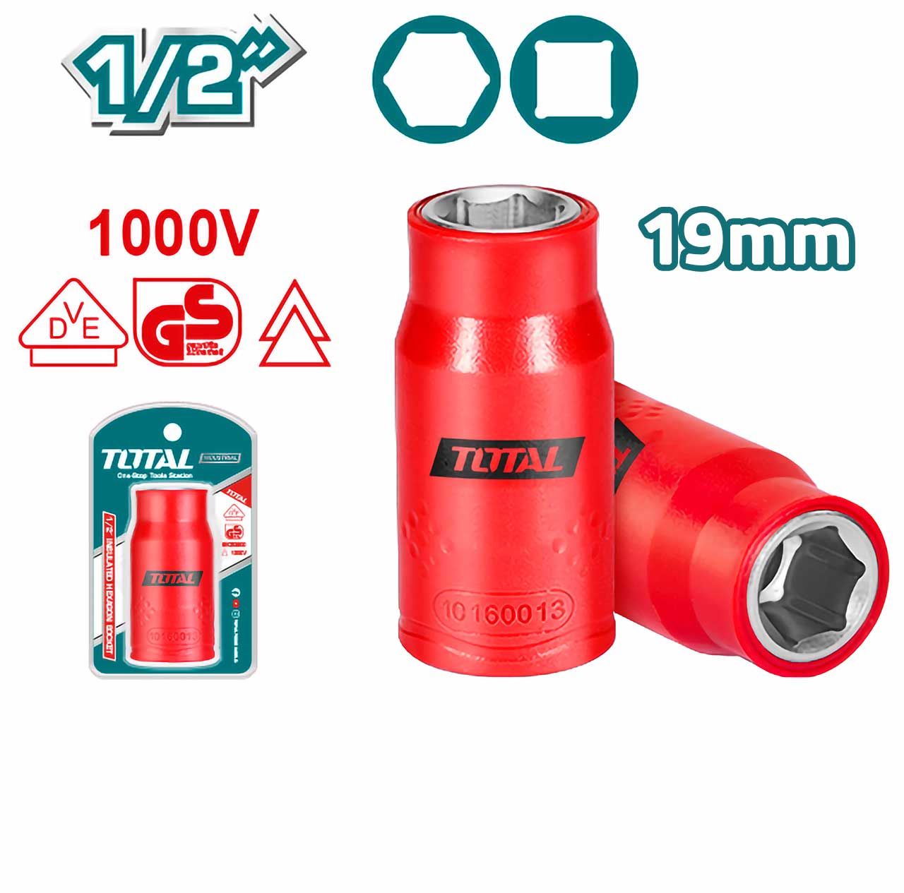 Đầu tuýp lục  giác cách điện  1/2 inch 19mm total THIHAST12191