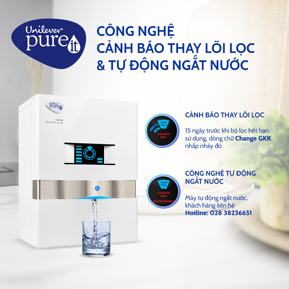 Máy Lọc Nước Pureit Ultima White Lọc Nguyên Khối Tích Hợp Công Nghệ RO + UV + MF - Hàng Chính Hãng