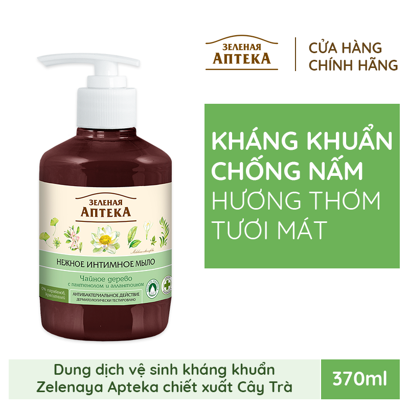 Dung dịch vệ sinh phụ nữ Zelenaya Apteka kháng khuẩn chiết xuất Cây Trà 370ml