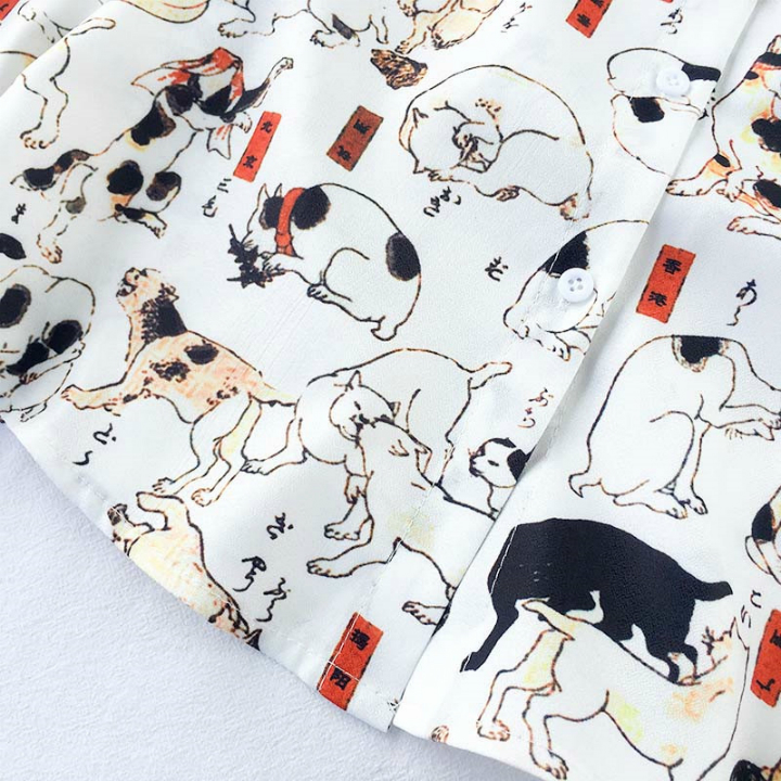 Áo sơ mi unisex hoạt hình con mèo Mã: AM1546