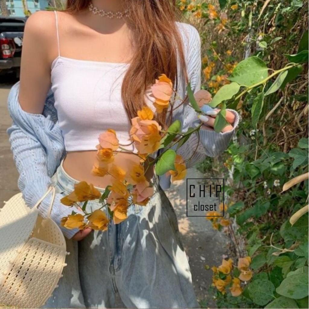 Áo 2 Dây Sợi Bún Thun Gân Siêu Đẹp Croptop Tăm Xinh Xắn HD001