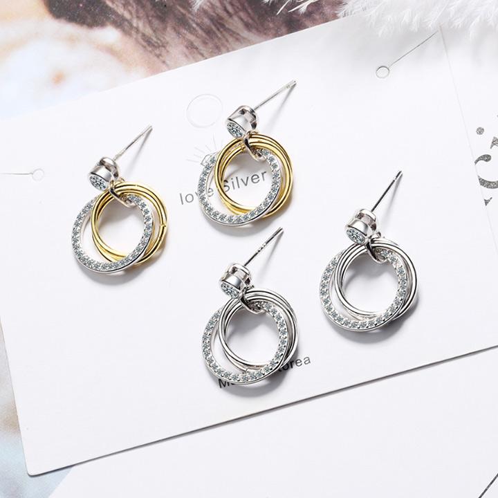 Bông tai vòng tròn nạm đá zircon BHBT386