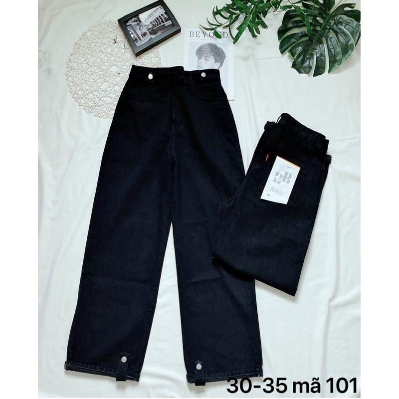 Quần baggy jean nữ lưng cao size đại kiểu lai gấp