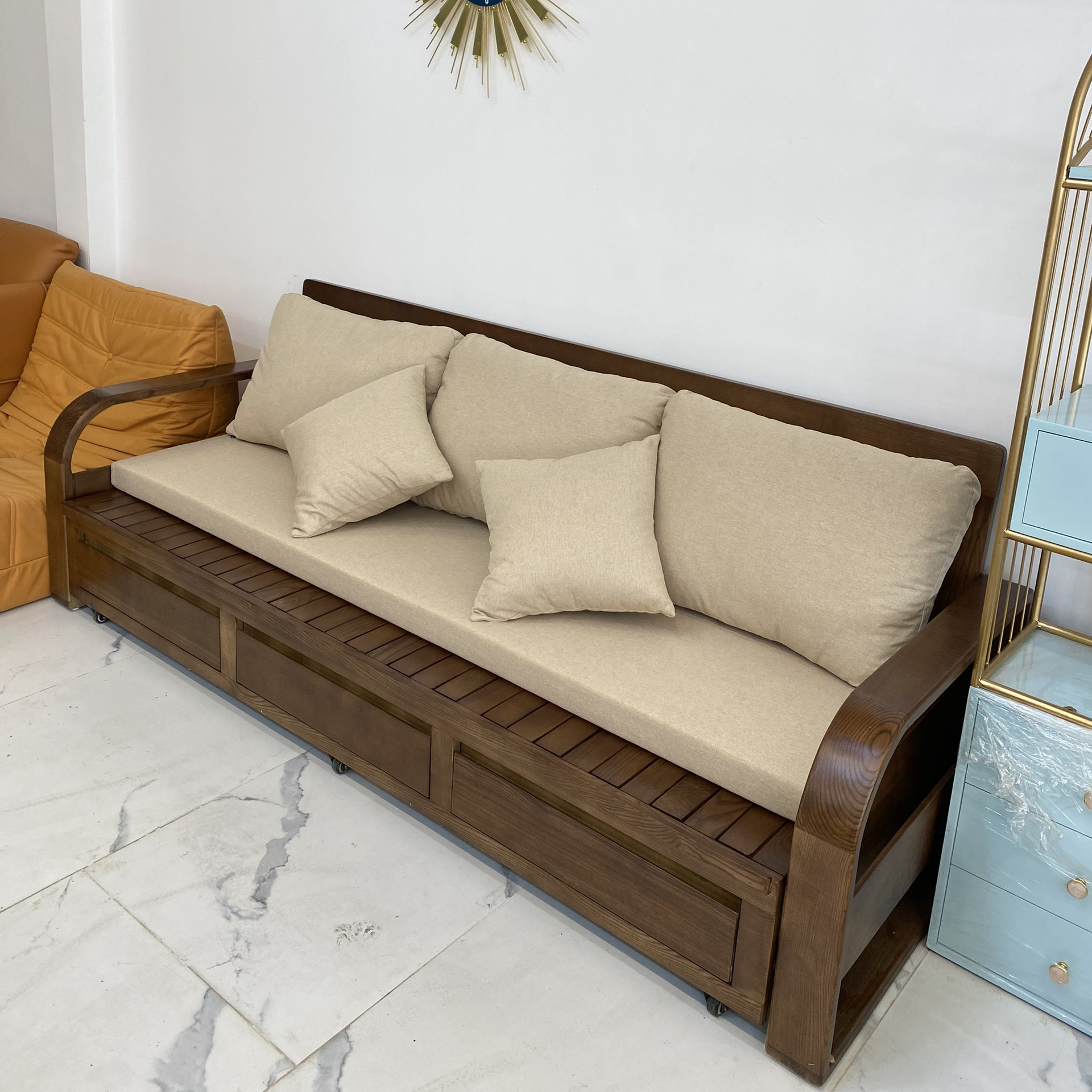 Sofa Giường Gỗ Thông Minh Kéo Dài Adora - NTMT002