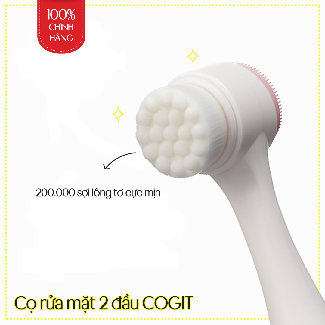 Cọ Rửa Mặt Massage 2 Đầu Cogit Cleansing Brush, Làm Sạch Sâu, An Toàn, Nhập Khẩu Nhật Bản