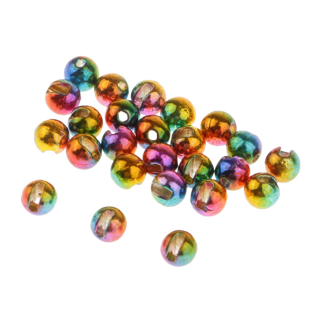 25pcs Slotted Tungsten Fly Tying Beads Fast Sinking Nymph Eyes Gold