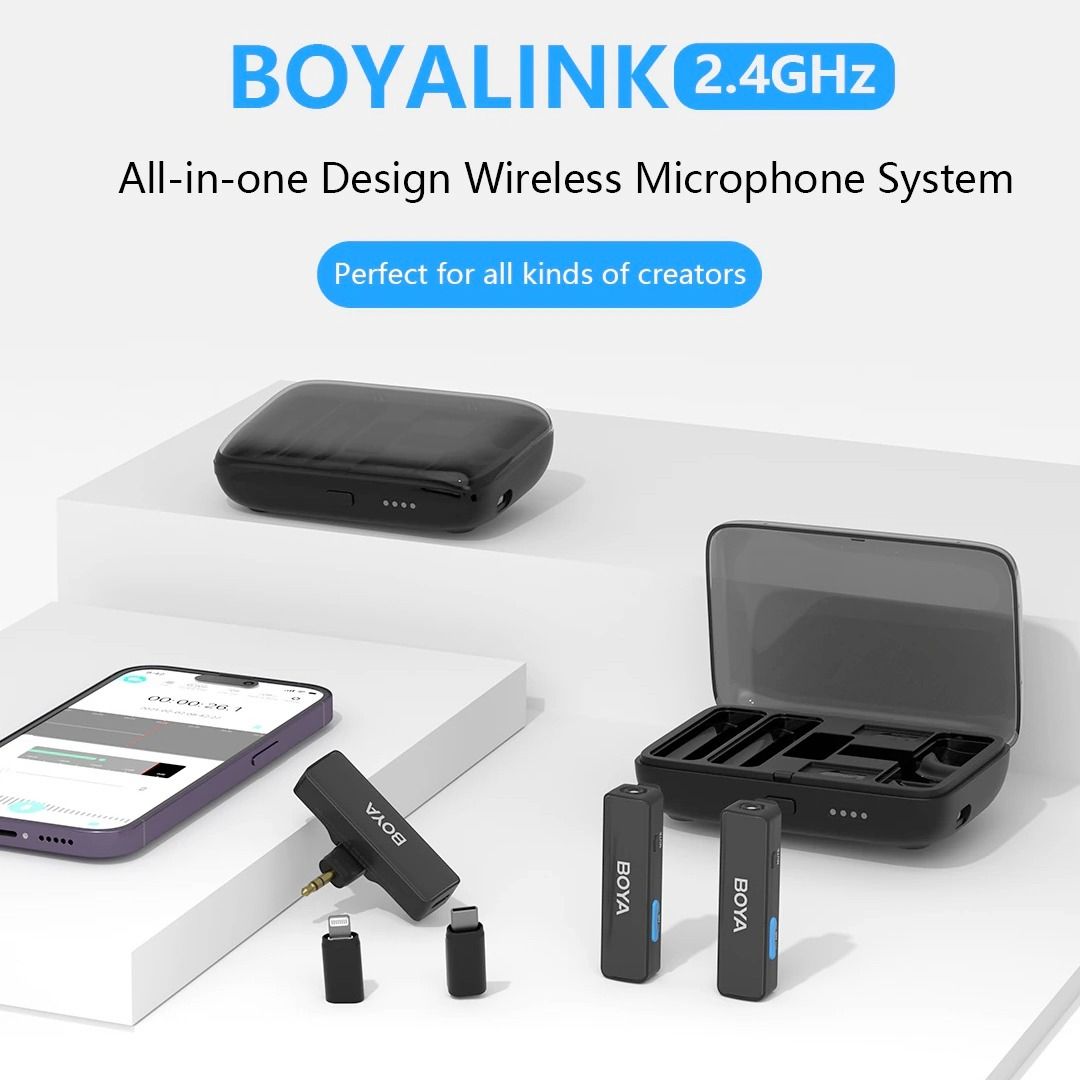 BoyaLink - Micro thu âm không dây 3 trong 1 dành cho Điện Thoại/ Máy Ảnh - Hàng chính hãng