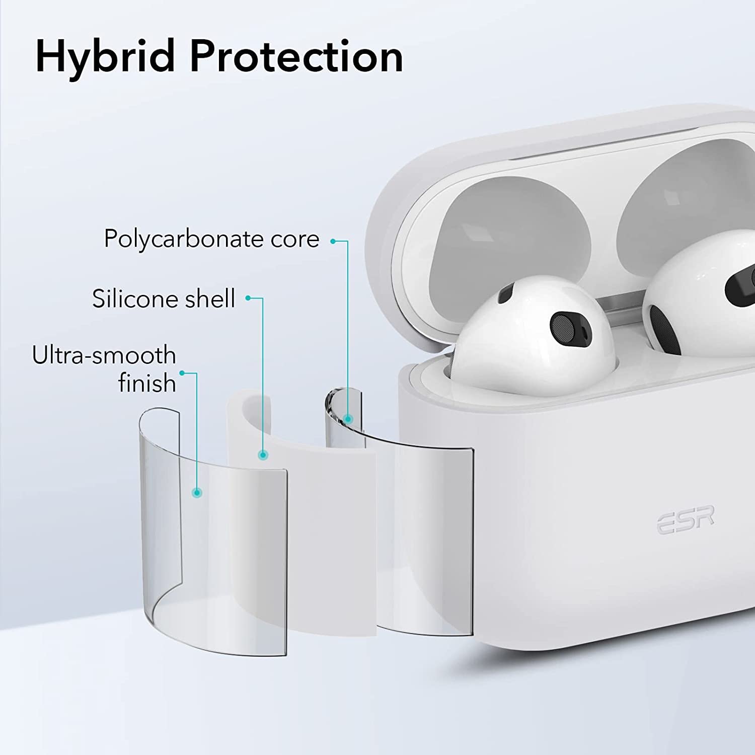 Bao Case ESR Hybrid Protective Bounce Carrying Case dành cho AirPods 3 (2021) - Hàng Nhập Khẩu