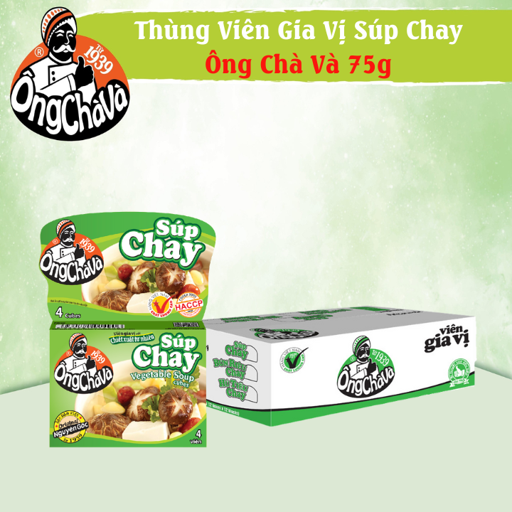 Thùng Viên Gia Vị Súp Chay 75gram Ông Chà Và 144 Hộp/12 Lốc Tiết Kiệm Và Tiện Lợi Cho Quán Ăn Nhà Hàng