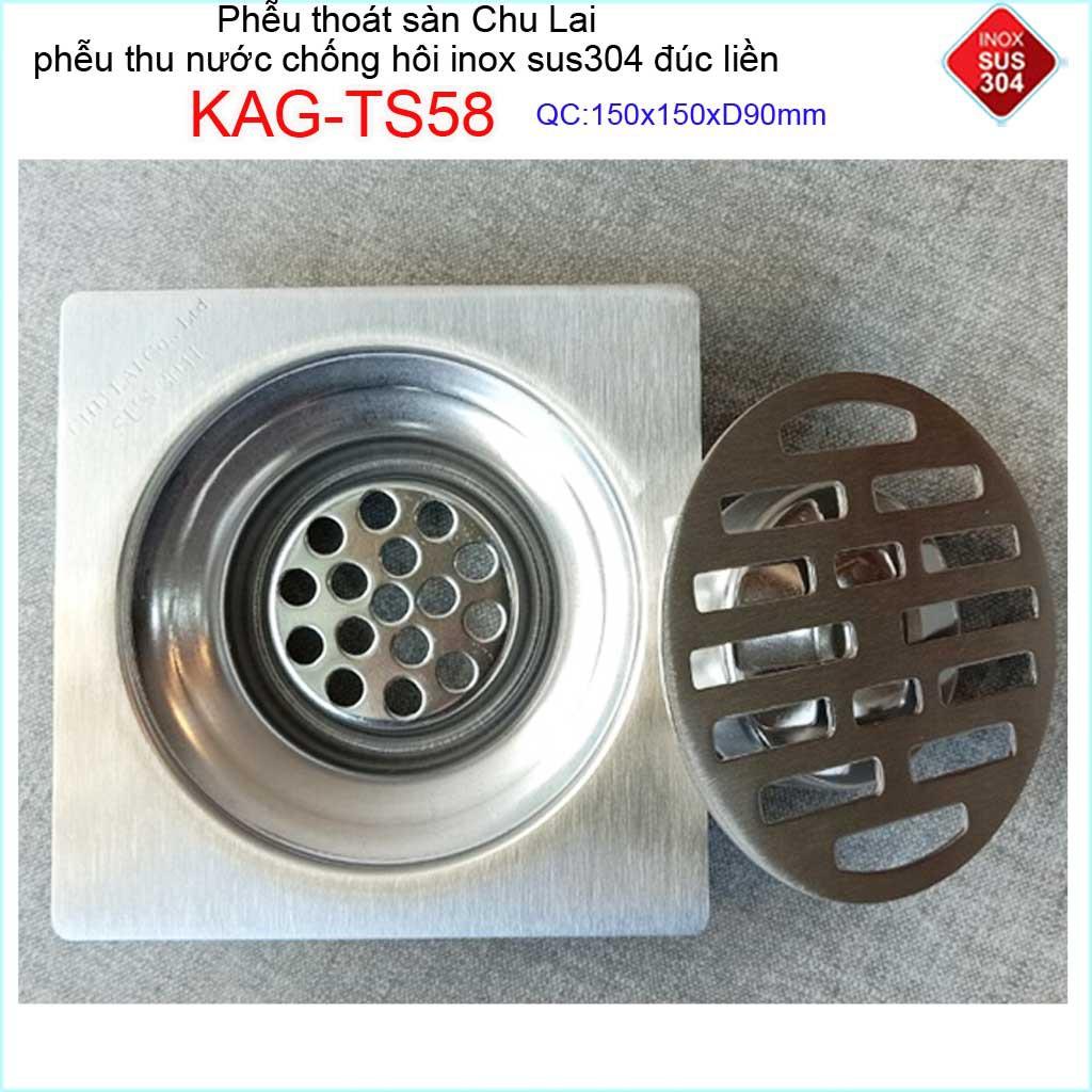 Hố ga thoát sàn Chu lai ống 9cm Inox 304, phễu thoát nước chống hôi 20x20cm-15x15cm-12x12cm-10x10cm ống D90mm