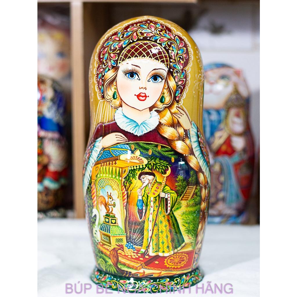 BỘ BÚP BÊ NGA CAO CẤP 10 LỚP 26CM HOA VĂN "CHUYỆN CỔ TÍCH VUA SALTAN" CCUWJC ĐẸP MẮT, SANG TRỌNG VÀ ĐỘC ĐÁO