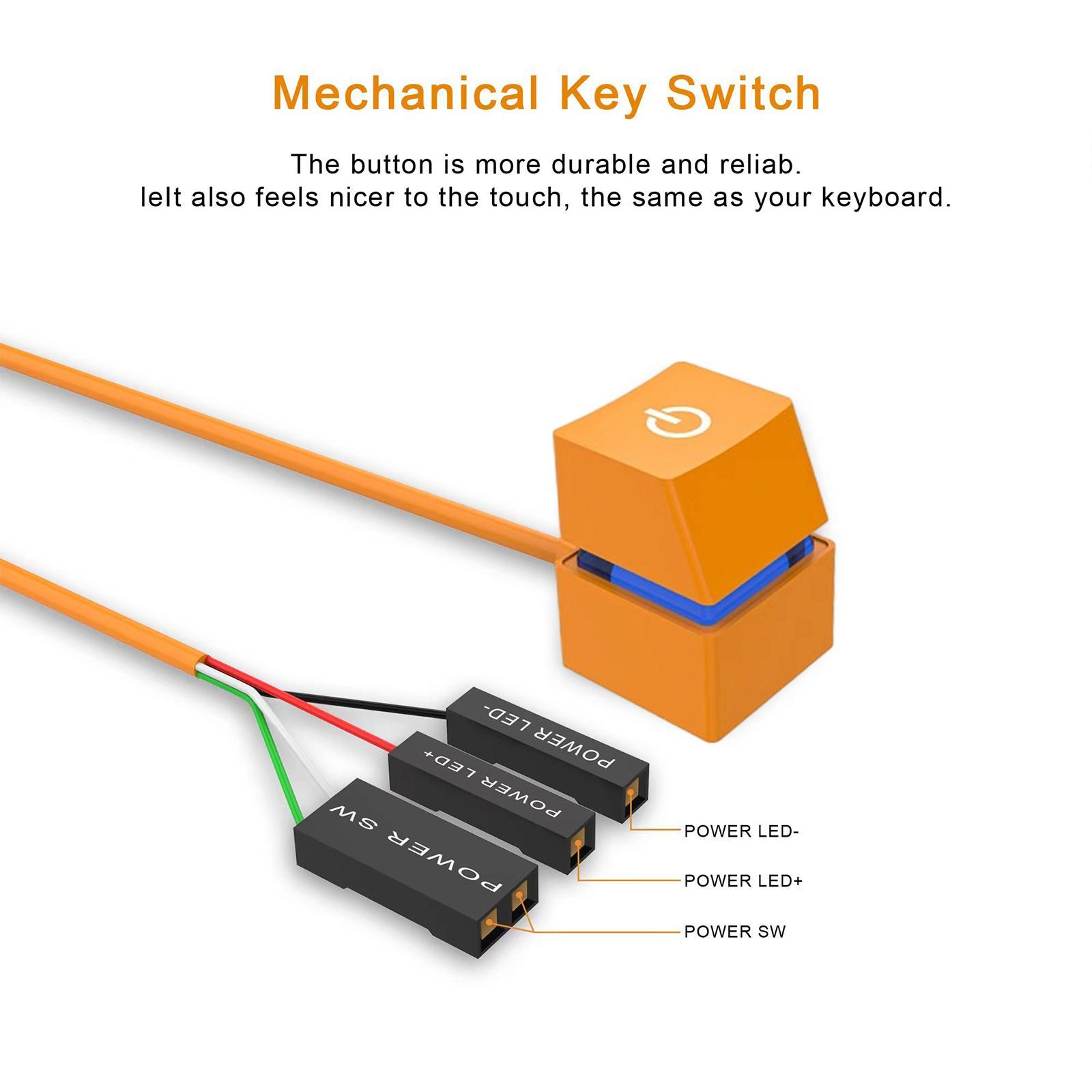 Desktop Computer Power Switch Colorful Light Effect External Start Power on/Off Button