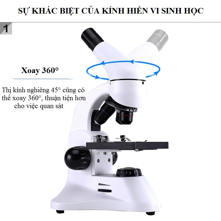 Bộ kính hiên vi sinh học soi ấu trùng, tế bào phóng đại 1200 lần siêu nét có đèn trợ sáng cao cấp UX002- Hàng nhập khẩu (Tặng bộ 100 miếng dán dạ quang hình ngôi sao)