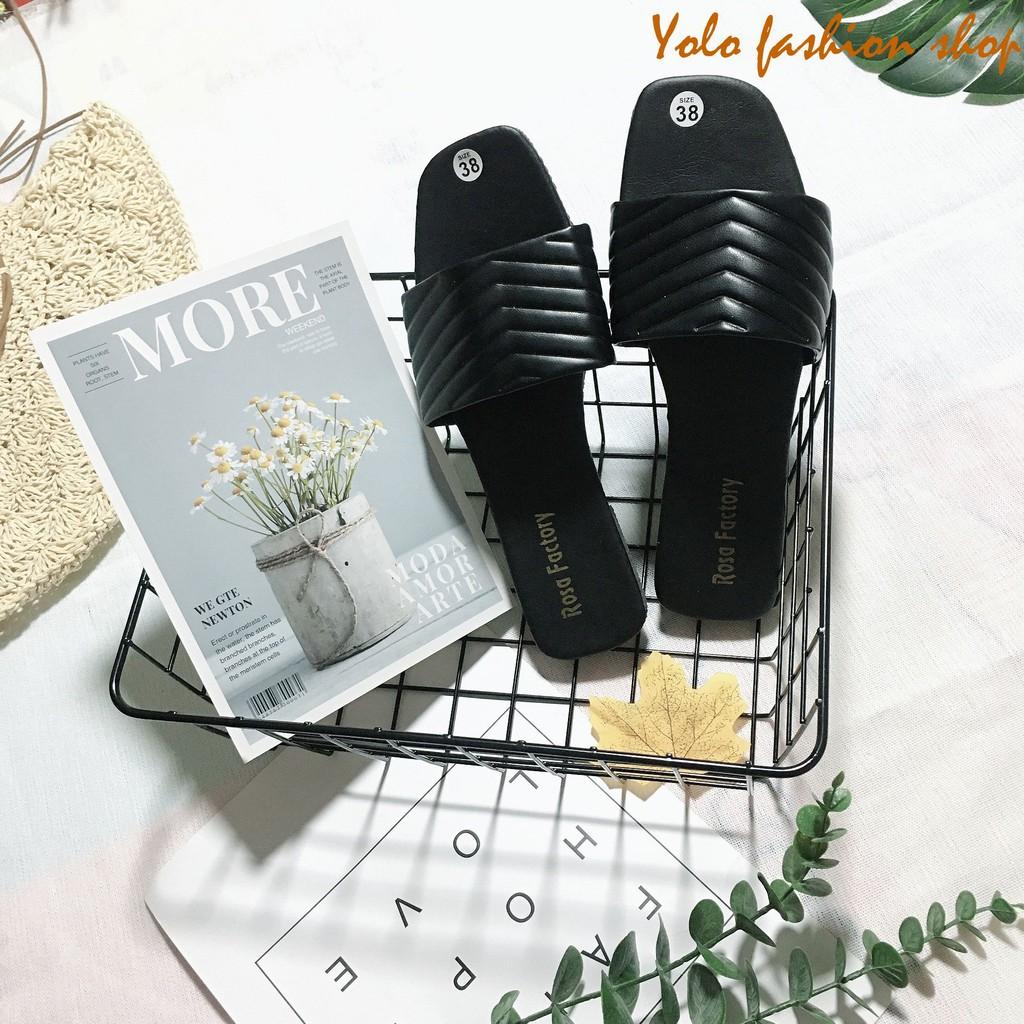 Hình thật-DL26-Dép lê nữ quai ngang chữ V da mềm êm chân