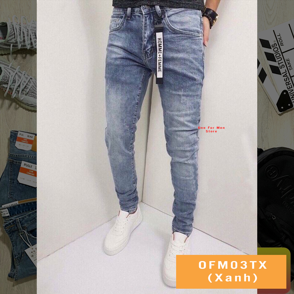 Quần Jeans Co Giãn Nam Chất Bò Kiểu Dáng Thời Trang Cao Cấp Rách gối Phong Cách Trẻ Trung Sôi Động