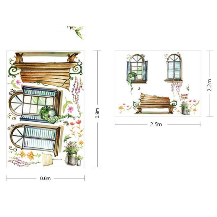 Decal dán tường cửa sổ và ghế
