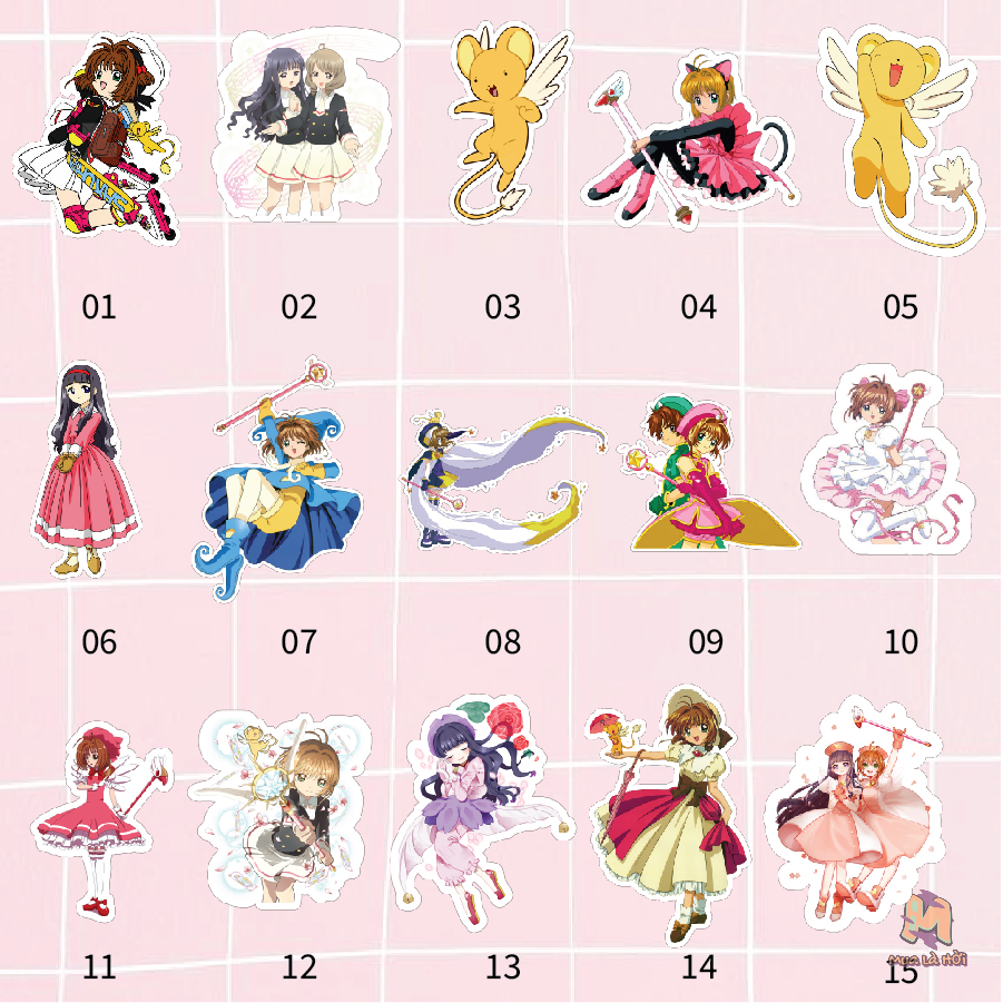 Miếng dán Stickers chủ đề Sakura - thủ lĩnh thẻ bài
