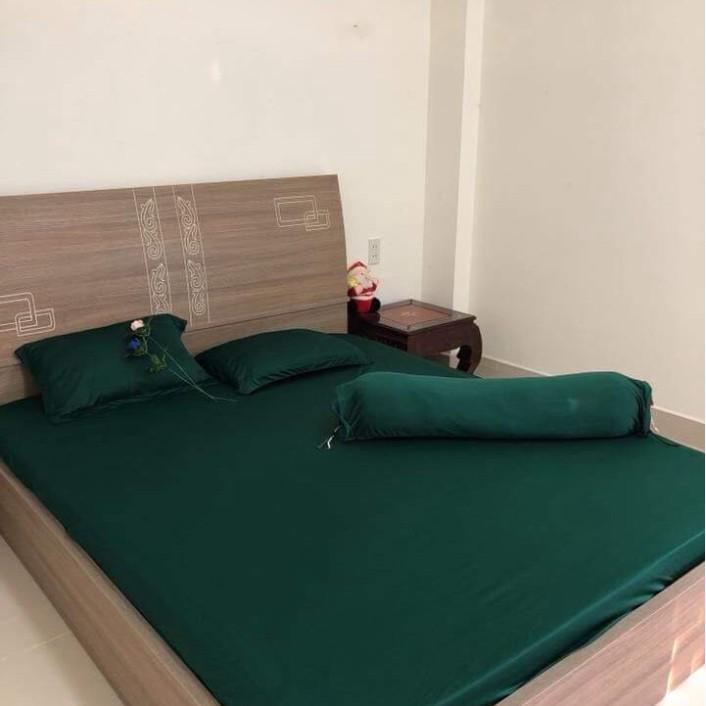 Bộ 4 Món Ga Gối Thun Mát Mềm Thun Lạnh Cao Cấp LAN PHAM BEDDING - Màu Xanh Rêu