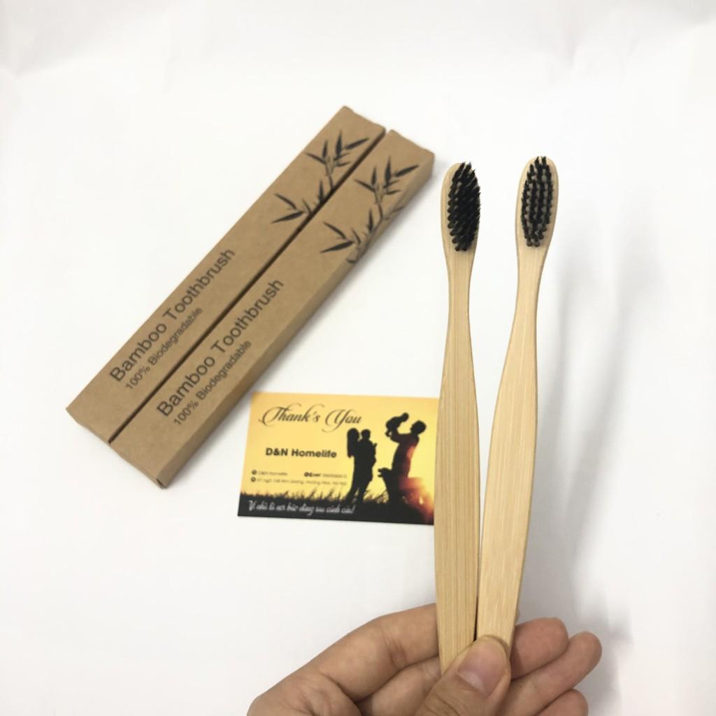 Bàn chải thân tre Bamboo Toothbrush sợi lông dupont siêu mềm không BPA Made in Việt Nam