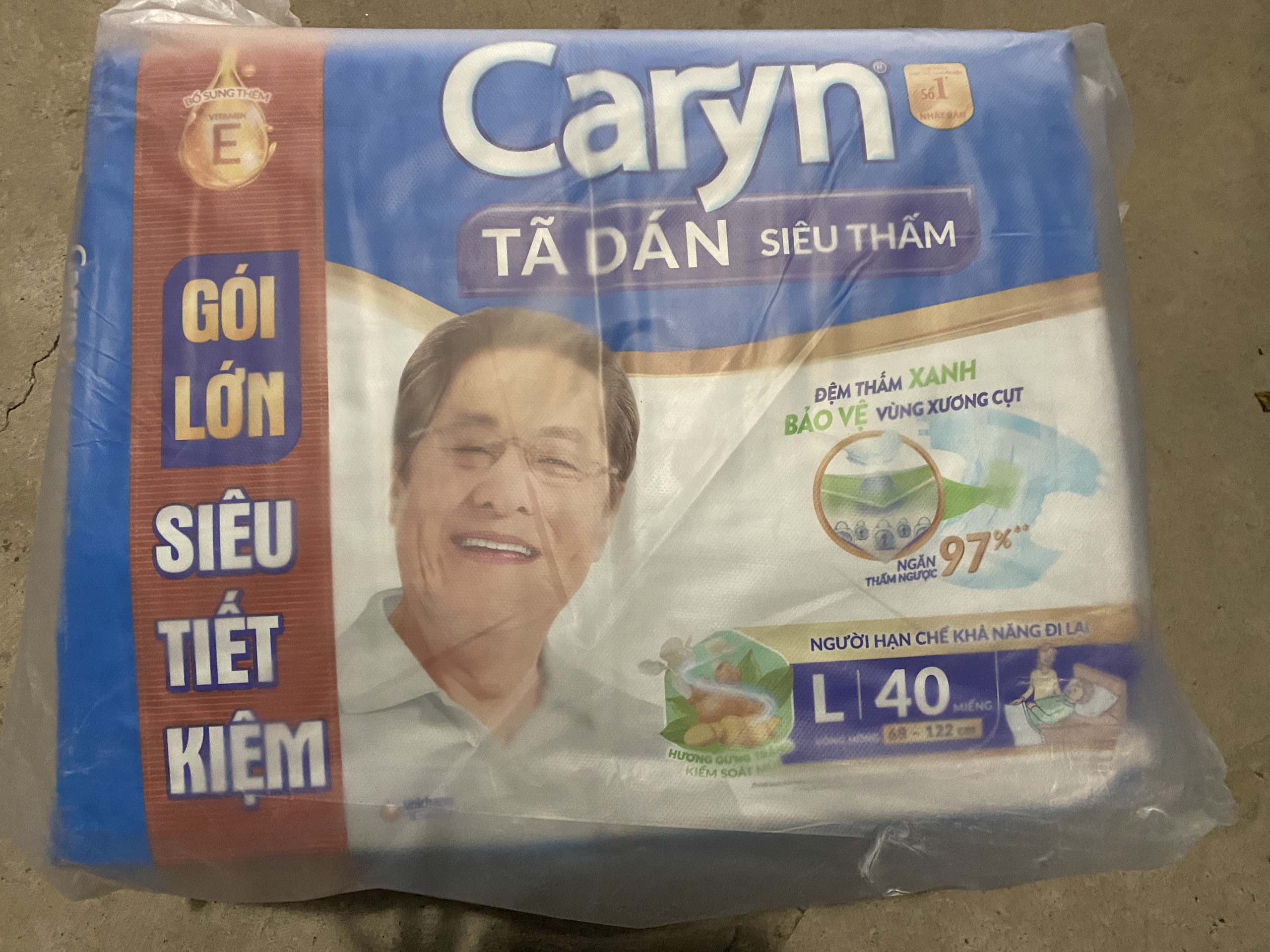 TÃ DÁN NGƯỜI GIÀ Caryn L 40 MIẾNG SIÊU THẤM GÓI LỚN SIÊU TIẾT KIỆM