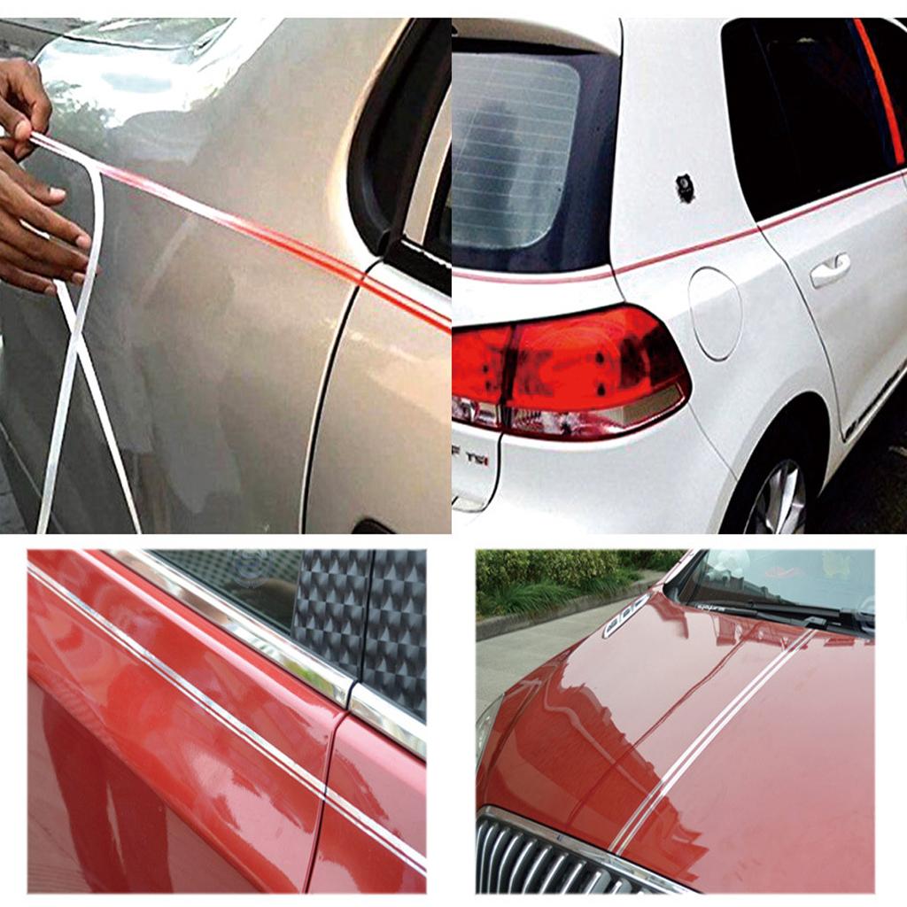2x Brooches Stripe Tape Vinyl Decal Car Sticker Steamline Dual Line Red