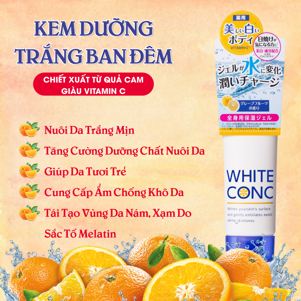 Kem Dưỡng Trắng Da Toàn Thân Ban Đêm White Conc Watery Cream II 90g (Combo 90g Và Set 24ml)