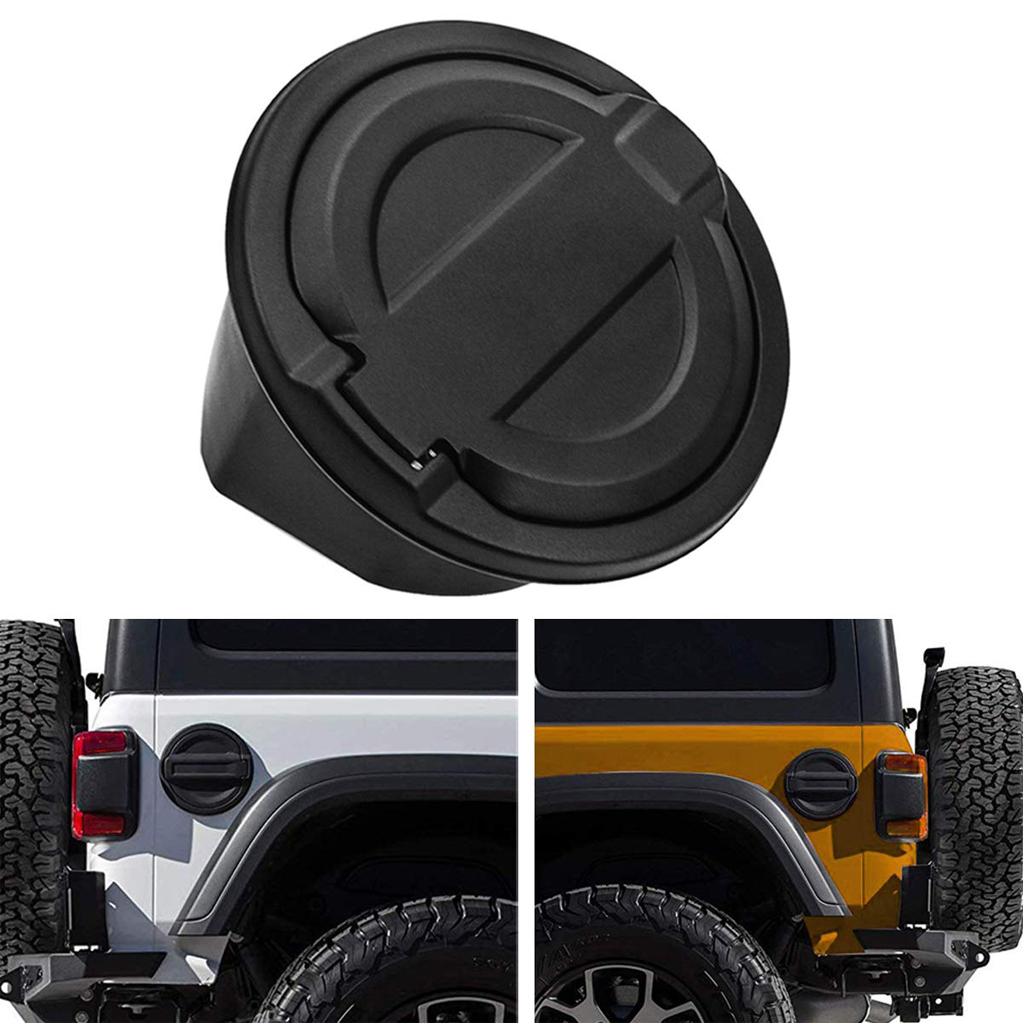 Black Metal + ABS Fuel Door Gas Cap Lid Cover For Jeep Wrangler JL 2018-2019