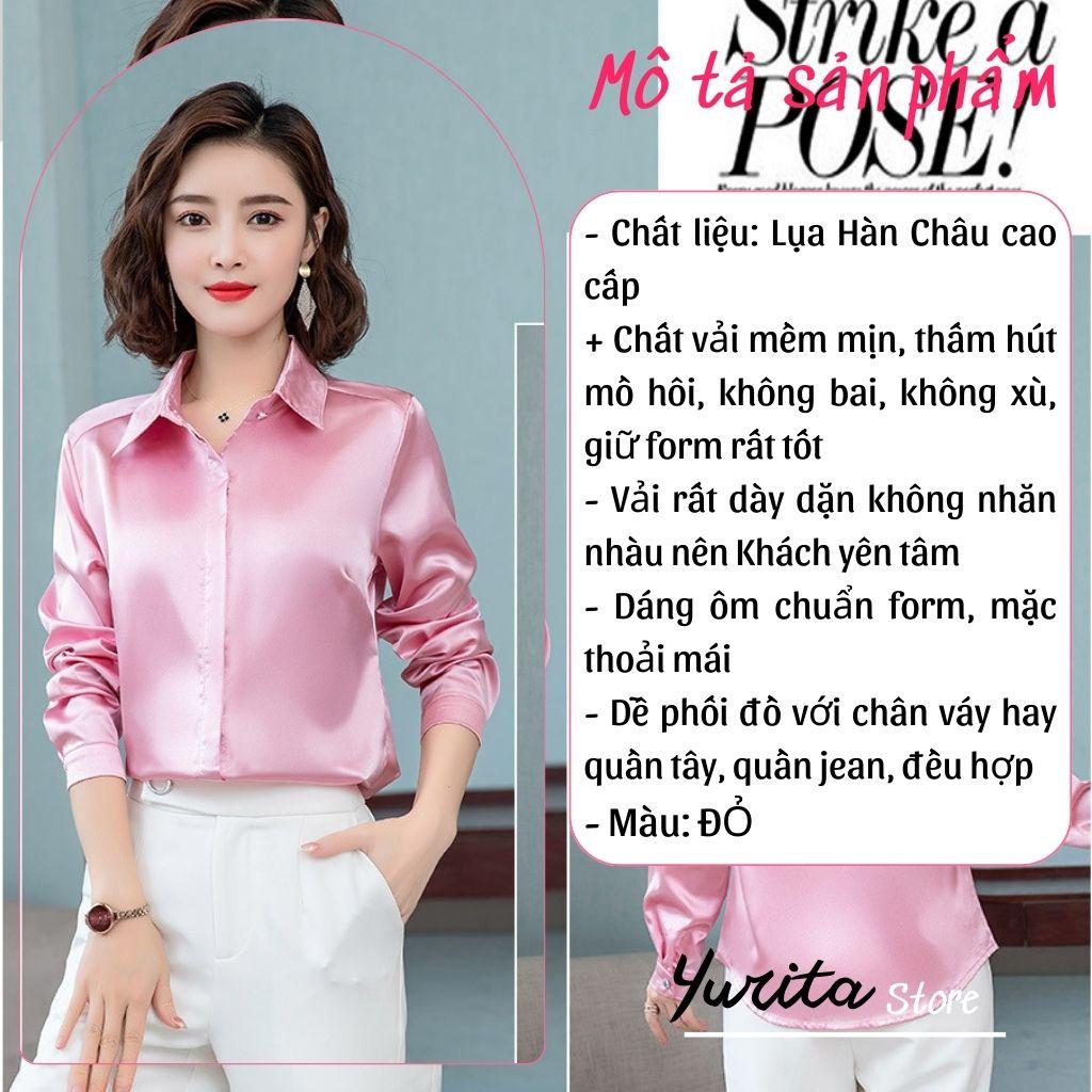 Áo Sơ Mi Nữ Công Sở Màu Hồng Cổ Đức YURITA Kiểu Hàn Quốc Vintage Ulzzang Form Rộng Dài Tay Đẹp Chất Lụa Cao Cấp A2V