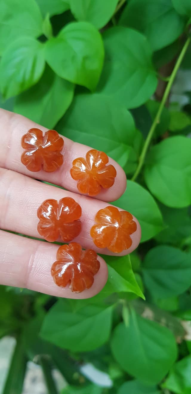 Mặt Bông Hoa cỏ 4 lá màu cam đậm nữ phối vòng tay,làm mặt nhẫn Chất liệu đá cẩm thạch size hạt 15mm x dầy 6mm Nữ về phối với vòng tay của mình đeo hay làm mặt nhẫn mặt dây chuyền đeo xinh ạ