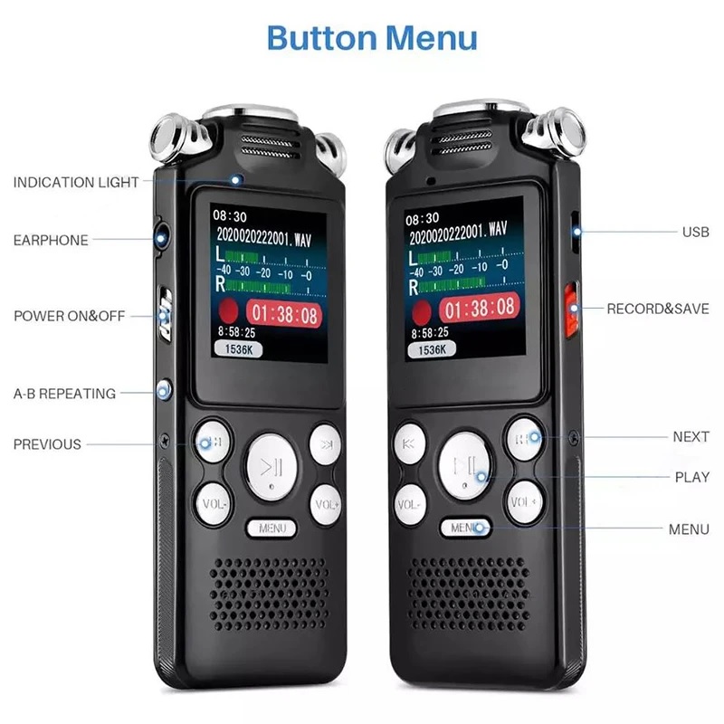 SOAIY Máy Ghi Âm Kỹ Thuật Số Micro Đôi Giảm Tiếng Ồn Thông Minh GA8822 Bộ Nhớ Trong 32GB - Hàng Nhập Khẩu