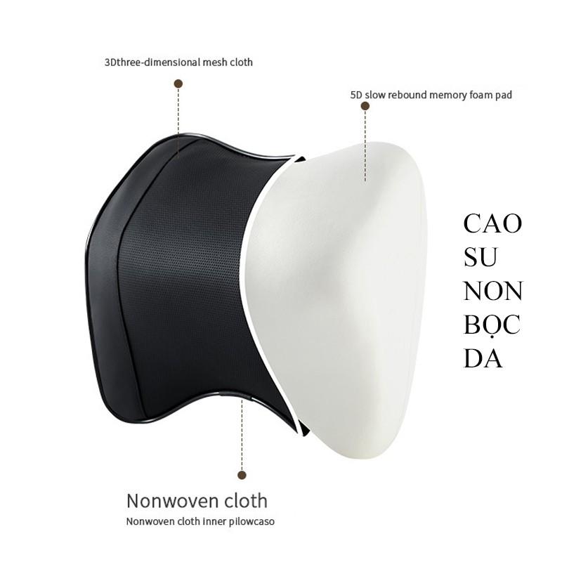 Gối Tựa Lưng Ô Tô Cao Su Non Bọc Da Cao Cấp , Gối Tựa Đầu Dùng Cho Xe Ô Tô, gối công thái học chống mỏi, thoáng khí - Be - Da