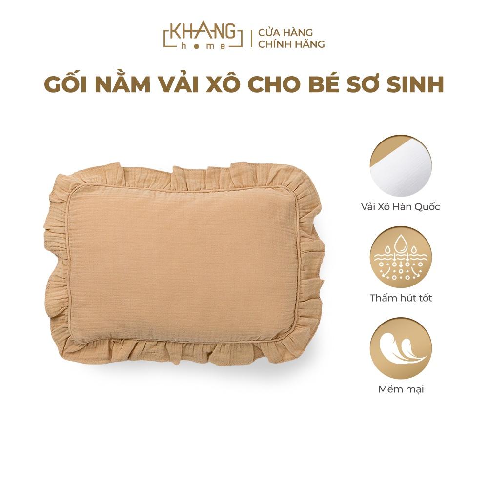 Gối Nằm Vải Xô Khang Home Thấm Hút Tốt Cho Bé Sơ Sinh 25x35cm