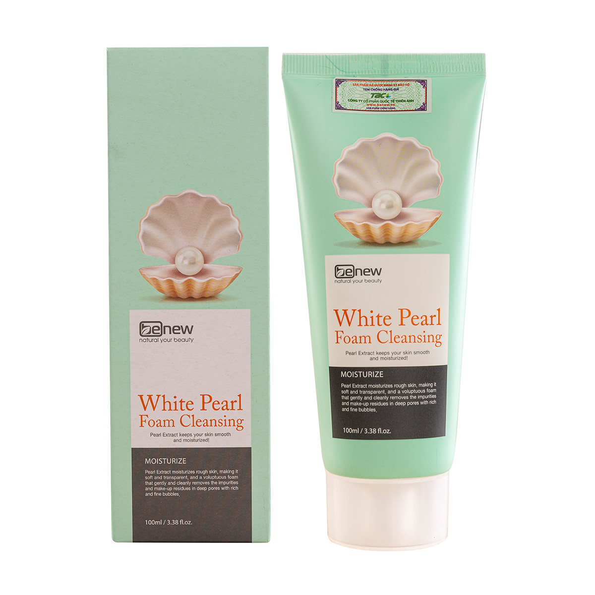 Sữa rửa mặt Ngọc Trai Benew White Pearl Foam Cleansing ( 100ml ) [ tặng dây cột tóc nơ - màu ngẫu nhiên ]