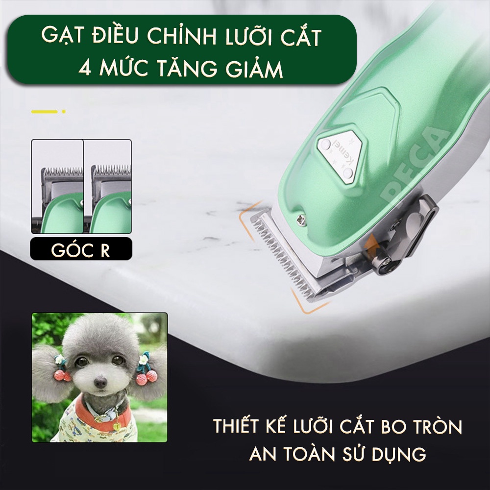 Tông đơ cắt tỉa lông thú cưng chuyên nghiệp Kemei KM-CW22 cắm điện trực tiếp kèm bộ phụ kiện lược, kềm dũa cắt móng thú cưng, lược kéo,...dùng cạo lông chó mèo tiện lợi