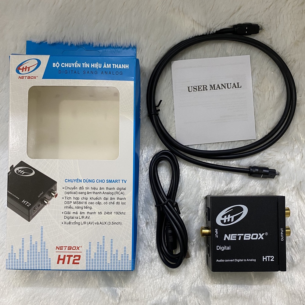 Bộ Chuyển Âm Thanh TV 4K Quang Optical Sang Audio AV Ra Amply + Cáp Optical HÀNG CHÍNH HÃNG NETBOX