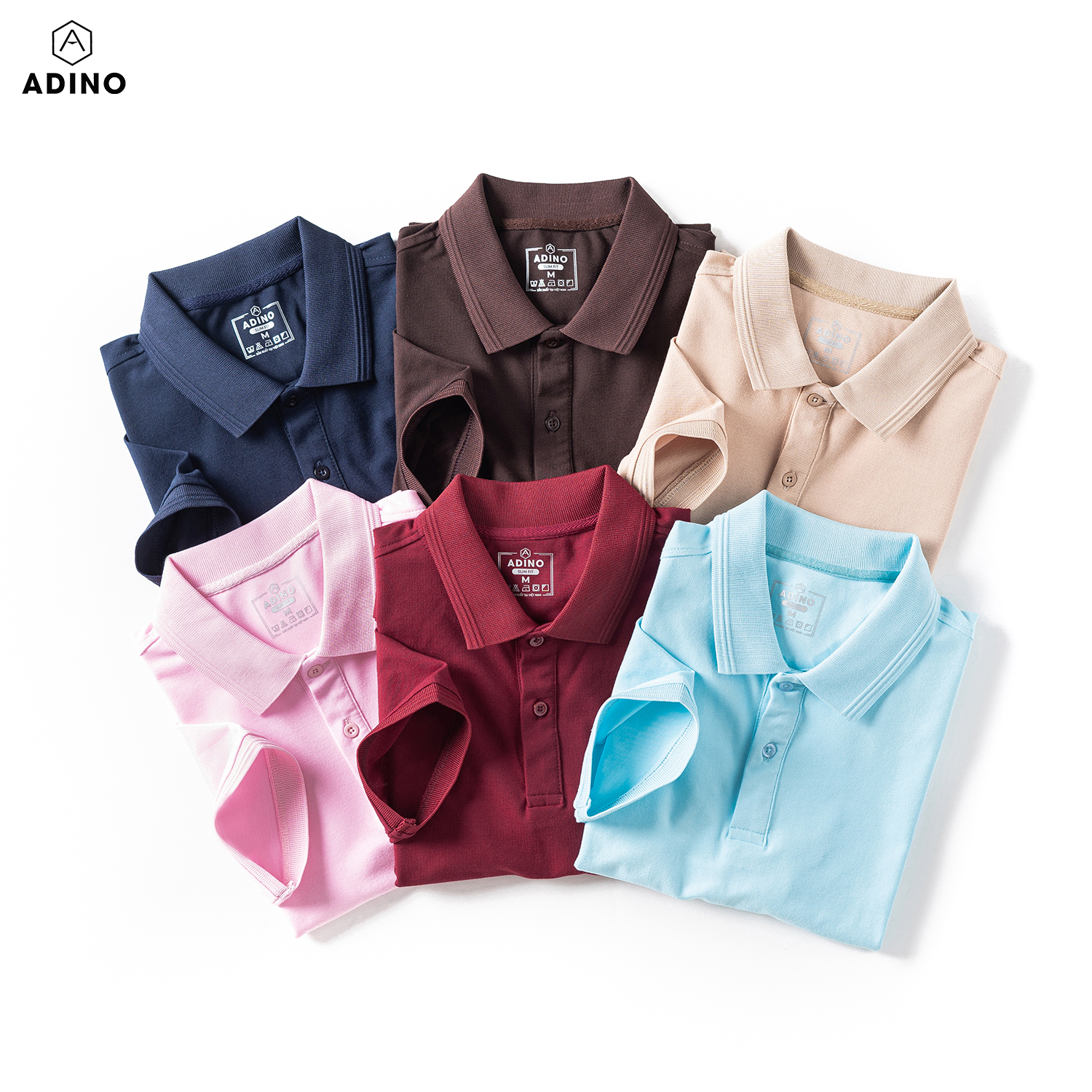 Áo polo nữ màu nâu phối viền chìm ADINO vải cotton polyester mềm dáng slimfit công sở hơi ôm trẻ trung APN03