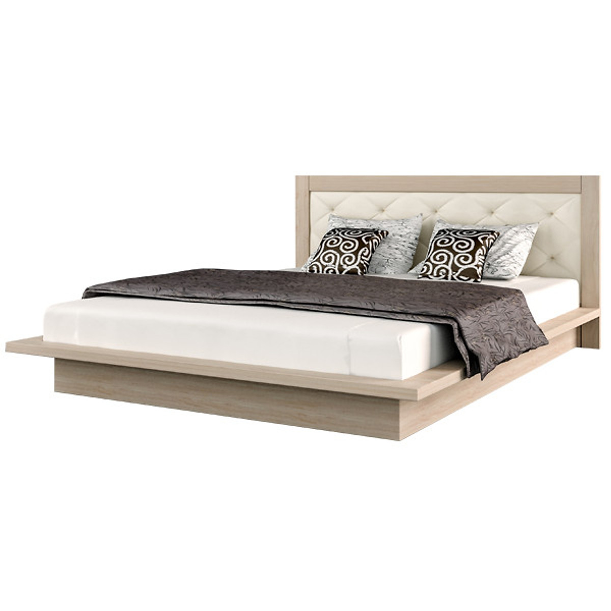 Giường ngủ cao cấp Tundo màu kem 140cm x 200cm