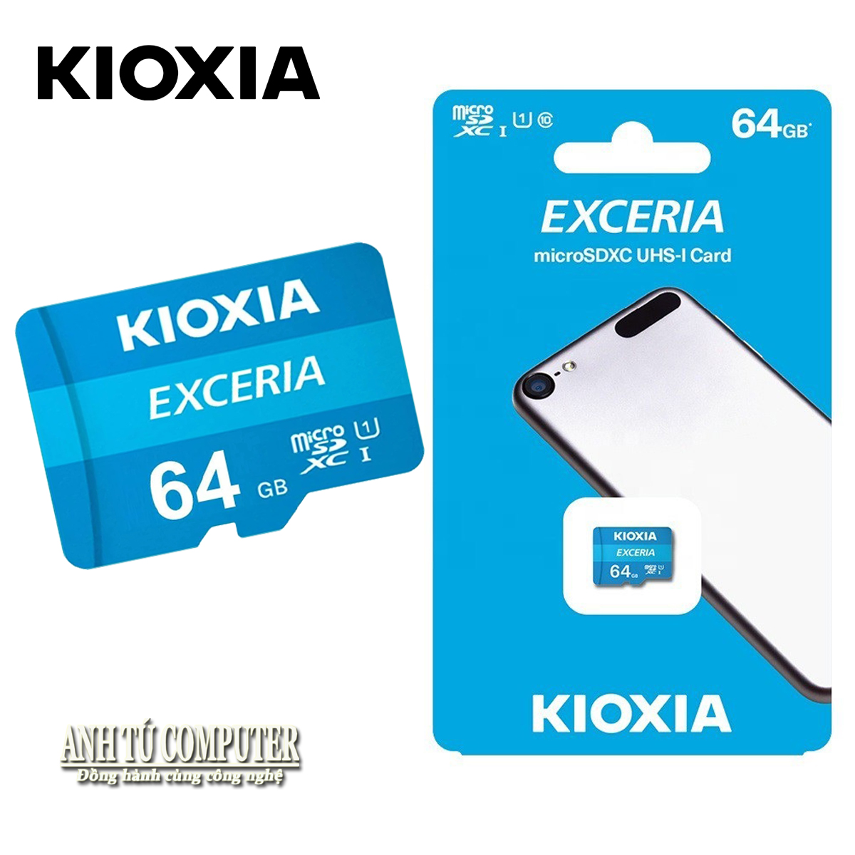 Thẻ Nhớ SDXC KIOXIA EXCERIA 64Gb class 10 U1 100Mb/s hàng chính hãng